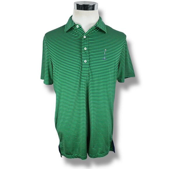 RLX Ralph Lauren Polo Shirt Men’s Medium Green Striped Short Sleeve Merion Golf - Picture 1 of 8
